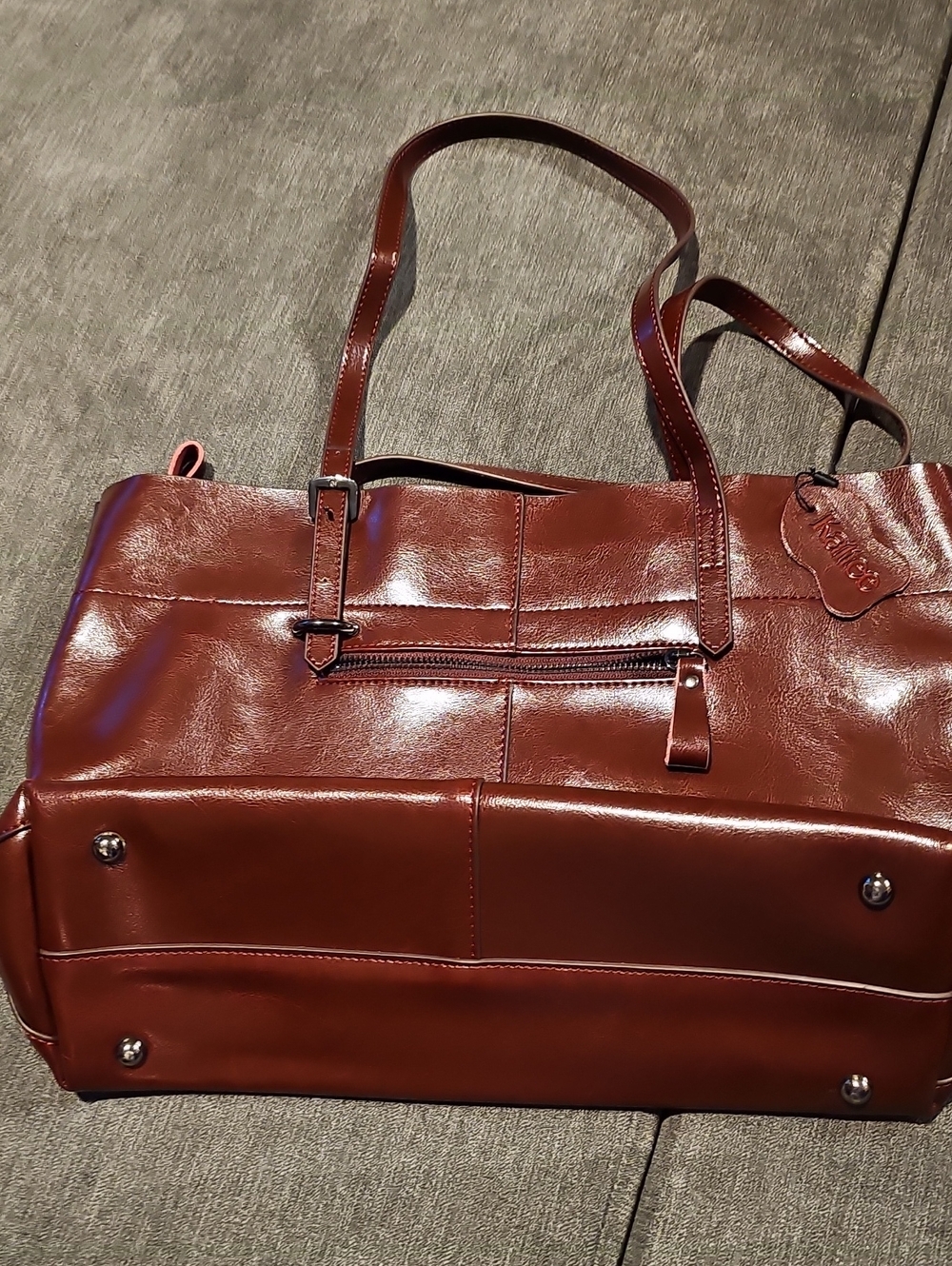 Leather Tote Bag - Brown -